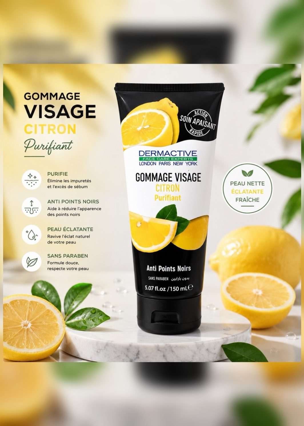 Gommage Visage Citron Purifiant – Anti Points Noirs 🍋