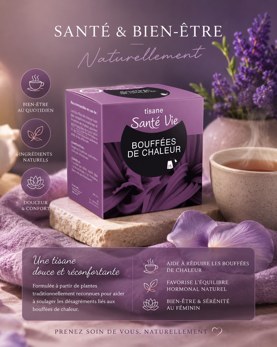 đż Description produit â Tisane SantĂ© Vie BouffĂ©es de Chaleur